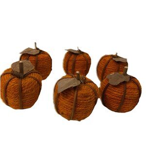 Folk Art Set of 6 Mini Pumpkins 3 Inch Halloween Thanksgiving Fall Autumn Decor